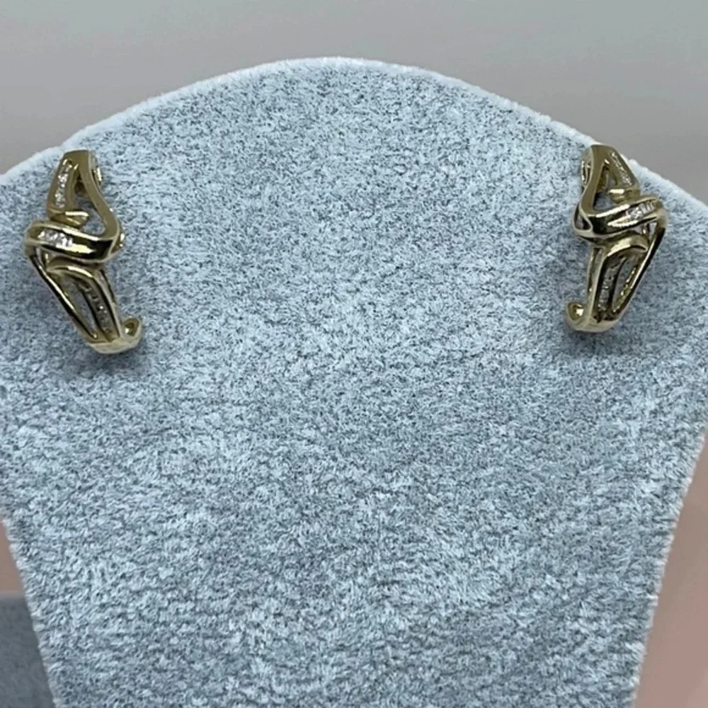 Diamonds 14k real solid‎ gold earrings​​​